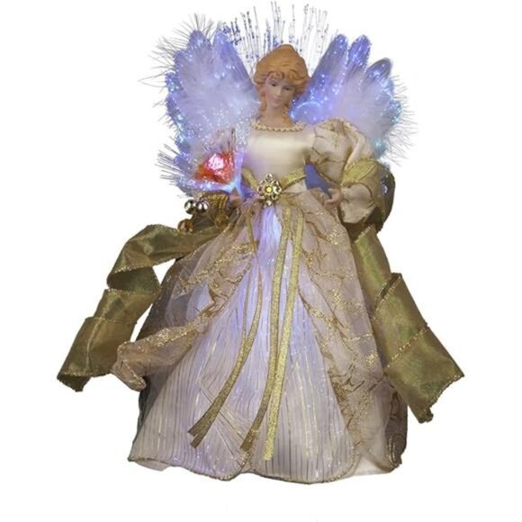 Kurt S. Adler CUL Fiber Optic LED Angel Christmas Treetop Figurine, 12-Inch - Picture 4 of 4